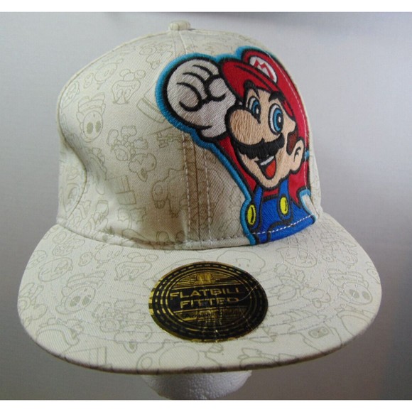 Super Mario Bros Fitted S/M Small Medium Baseball Hat Cap Brand New Flat Bill - Picture 1 of 11